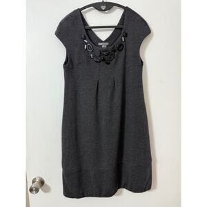 Vince Women's Beaded Neckline 100% Wool Bubble Hem Dress - Size M